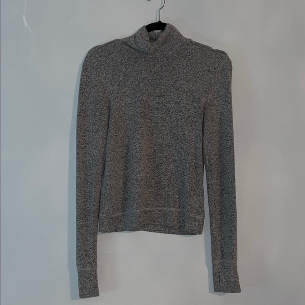 Gray turtleneck with thumb holes